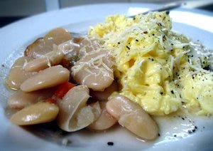 Breakfast of Giant White Limas and Eggs - Rancho Gordo