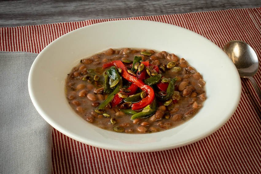 Buckeye Beans with Roasted Peppers & Pumpkin Seeds - Rancho Gordo