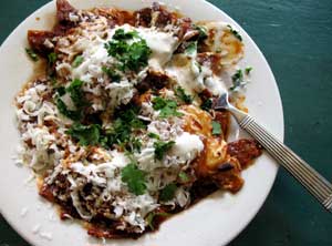 Chilaquiles with poached eggs - Rancho Gordo