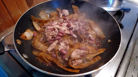 Chilaquiles with Sangre de Toro Beans - Rancho Gordo