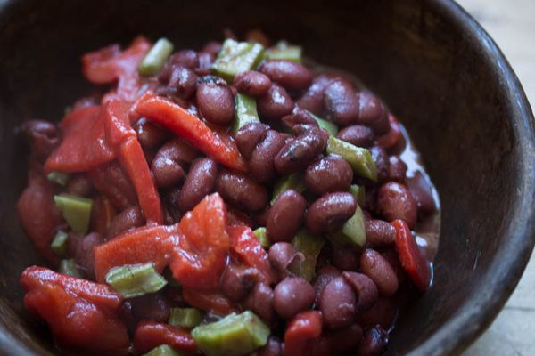 Domingo Rojo with Roasted Red Peppers and Nopales - Rancho Gordo