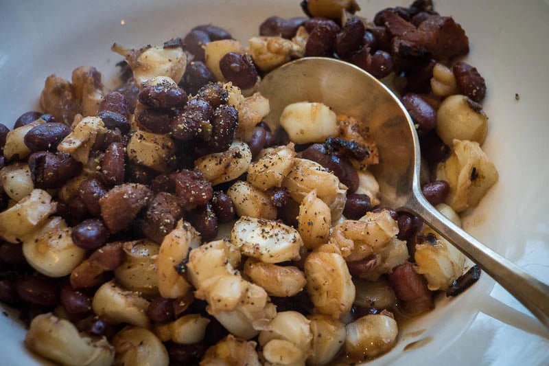 Don't Share This With an Italian: Hominy, Domingo Rojo and Pancetta - Rancho Gordo