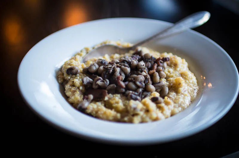 Leftover Strategies: Grits with Black Eyed Peas and Bacon - Rancho Gordo