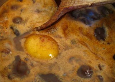 Poaching an Egg in Bean Broth - Rancho Gordo