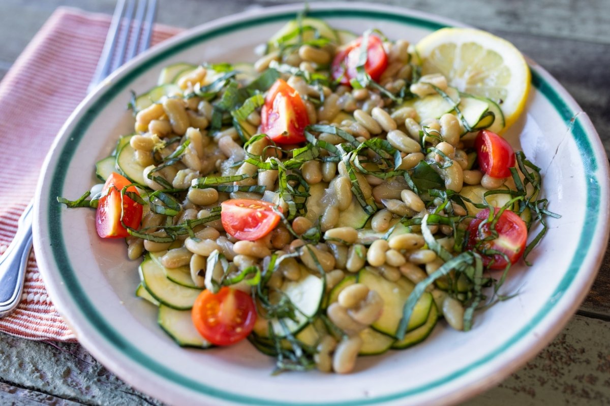 Raw Zucchini Salad with Flageolet Beans and Basil - Rancho Gordo