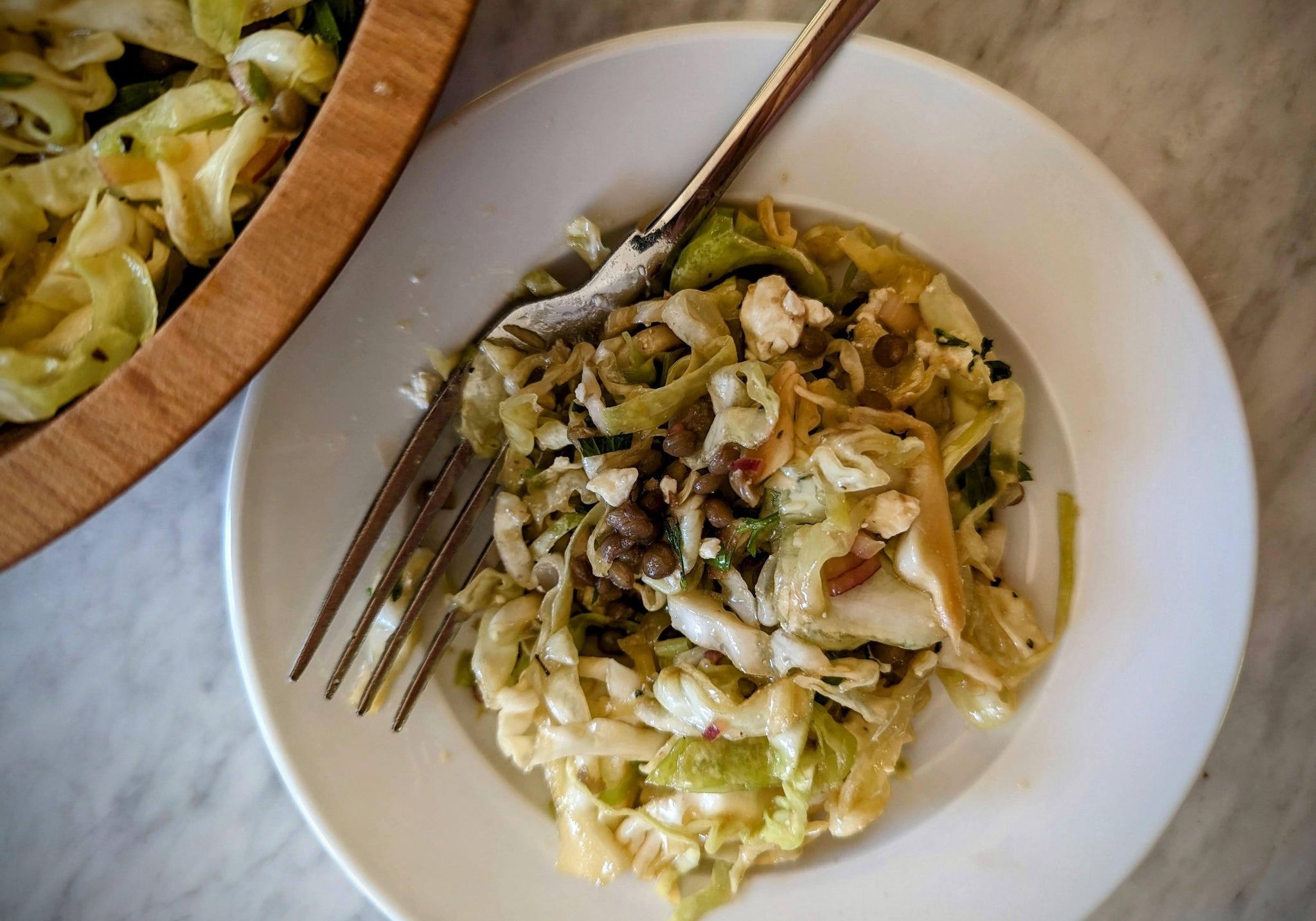 SHREDDED CABBAGE SALAD WITH LENTILS AND FETA - Rancho Gordo